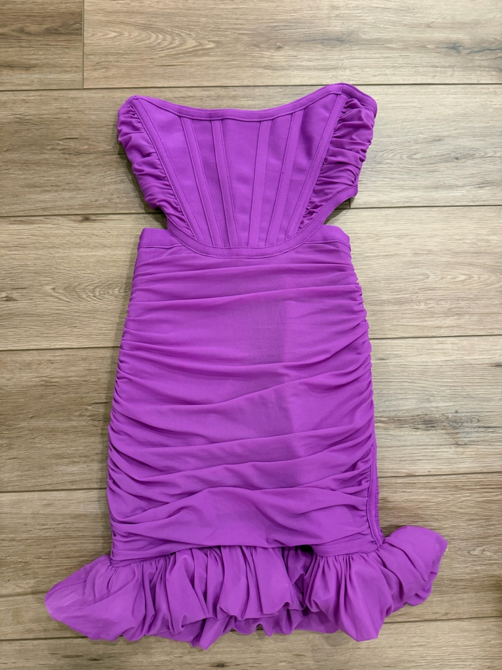 Vibrant Purple Ruched Bandage Dress